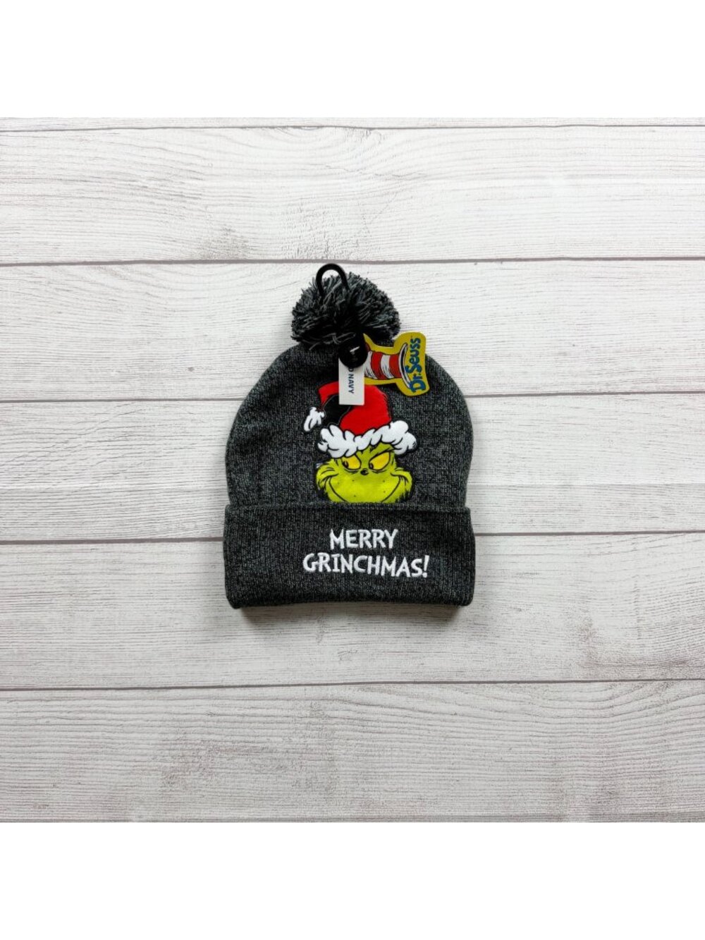 Old Navy Dr. Seuss Merry Grinchmas Grinch Pom Beanie Hat NWT One Size Youth